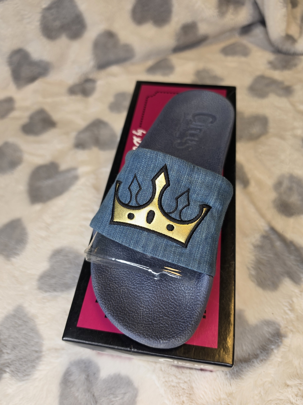 Sam Edelman Kids Navy Slide Sandals with Bee & Gold Crown - Picture 8 of 13